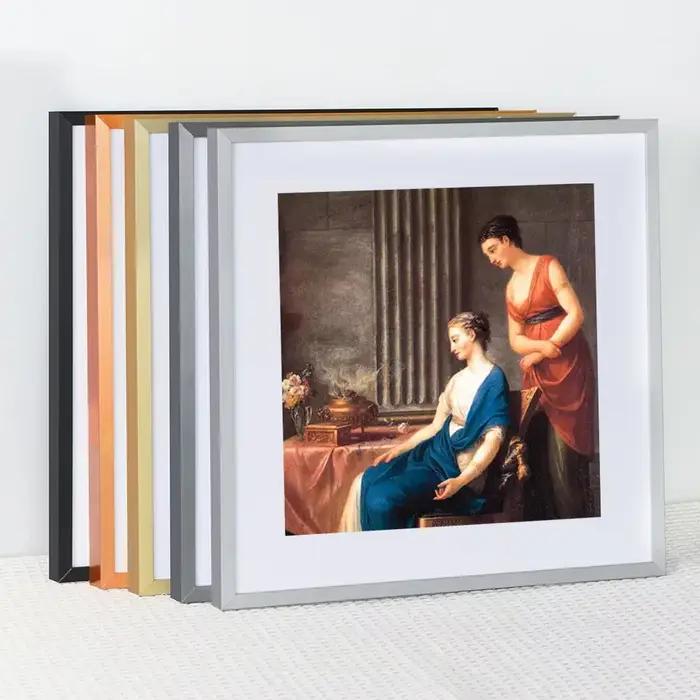 Cadre photo carré en aluminium pour mur
