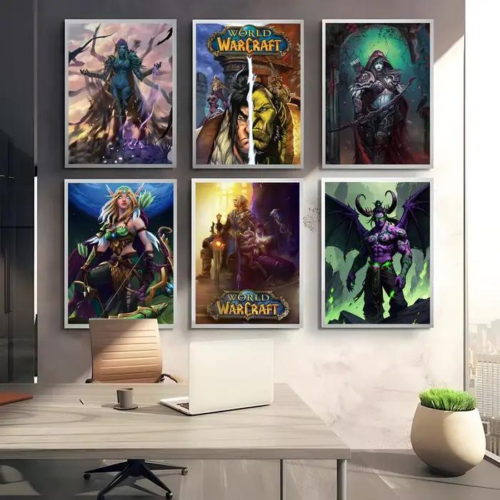 Affiche sur toile de calligraphie de peinture World of Warcraft: sans plis