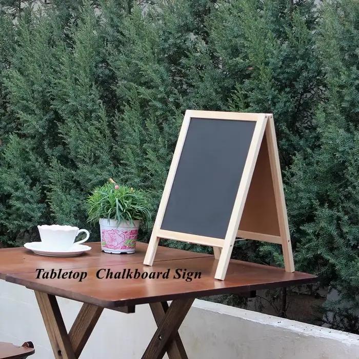 Tableau noir Double face avec cadre A, 30x19cm, Mini tableau noir en bois autoportant, signe d'activité, signe de Message de mariage