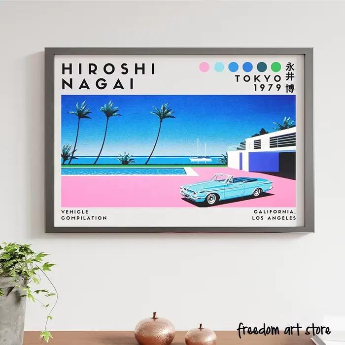 Affiches d'art de plage Vaporwave