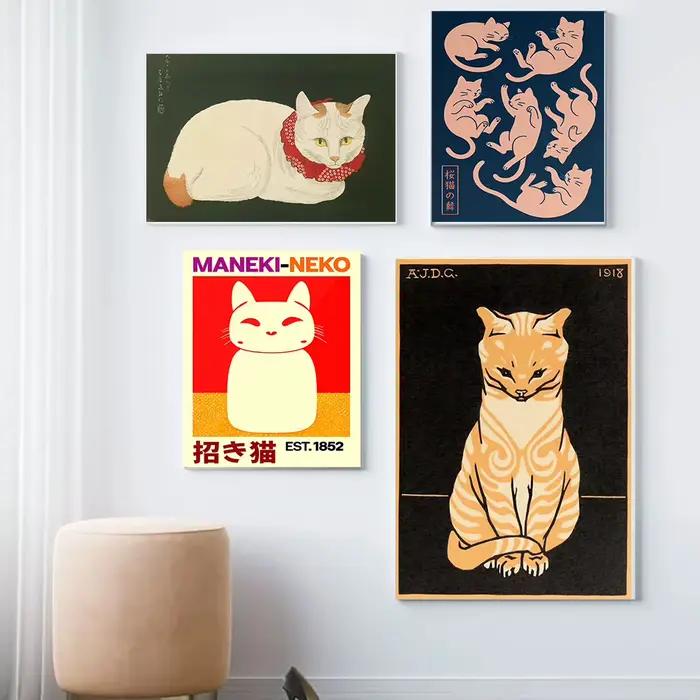 Affiche d'exposition de chats manga et anime japonais