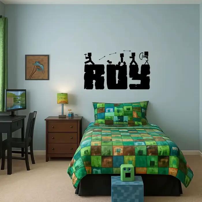Autocollant mural personnalisé avec nom de Pixel