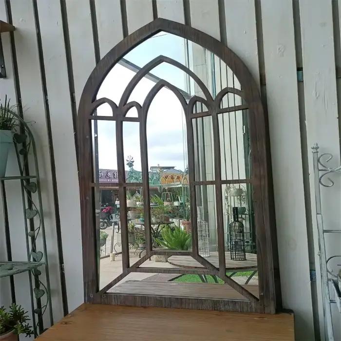 ‌ Miroir mural de campagne française – Accent suspendu Vintage en bois massif pour ferme