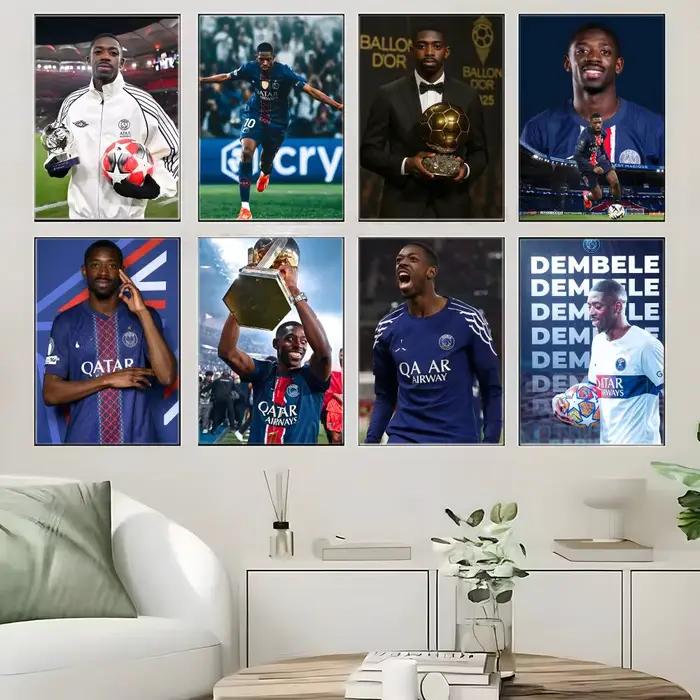 Affiche autocollante d'athlète O-Ousmane Dembele, autocollant en papier imperméable, décoration murale pour café, bar, chambre