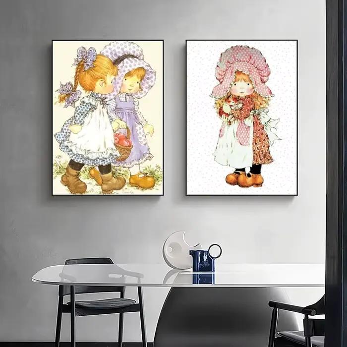 Dessin animé Sarah Kay affiche galerie décoration de la maison Stickers muraux salon chambre cadeaux