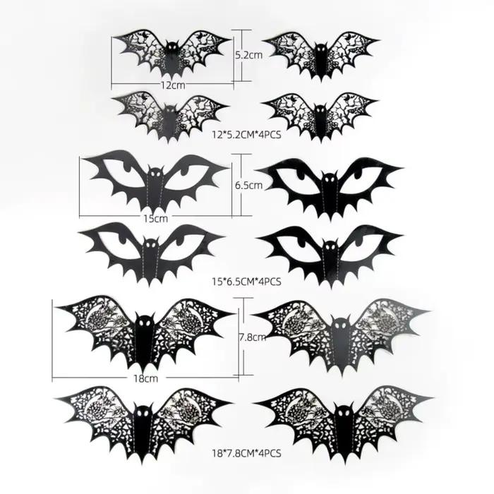 Autocollant de chauve-souris 3D noir