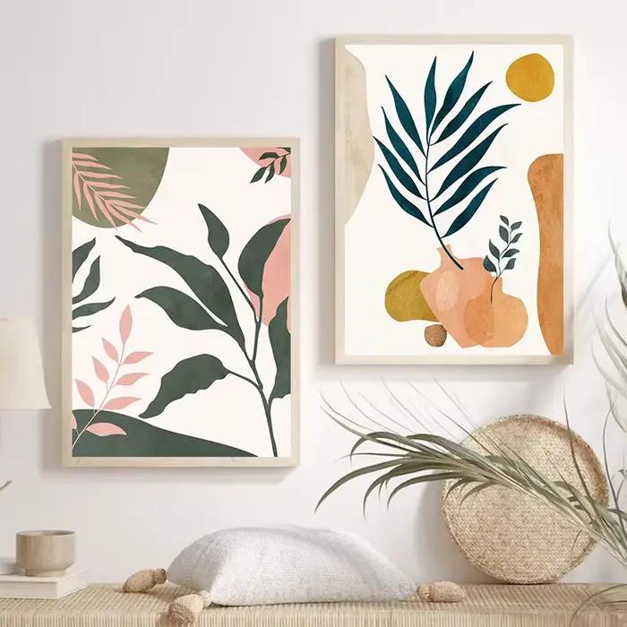 Peinture sur toile de plantes tropicales de couleur Morandi moderne