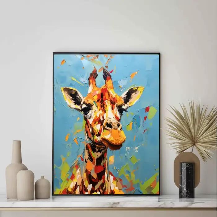 Toile d'art mural avec animaux abstraits