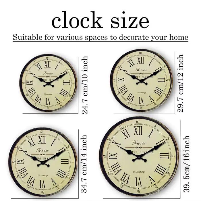 Horloge murale en bois à motif français « 16 siècle » salon chambre cuisine décoration de la maison horloge murale horloge à quartz silencieuse cadeau de vacances 10 pouces 12 pouces 14 pouces 16 pouc