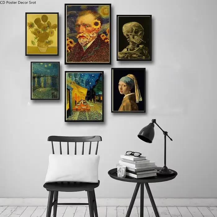 Affiche de Peinture à l'Huile Vintage en Papier Kraft