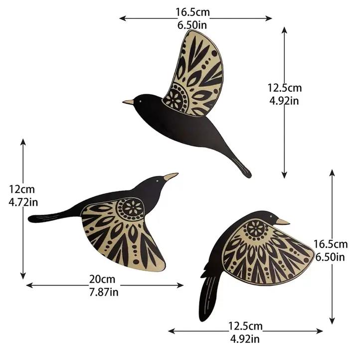 Décoration murale en bois d'oiseau noir