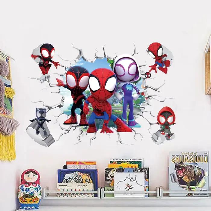Dessin animé mignon mini Spiderman Super héros Stickers muraux pour chambre d'enfants décoration maison