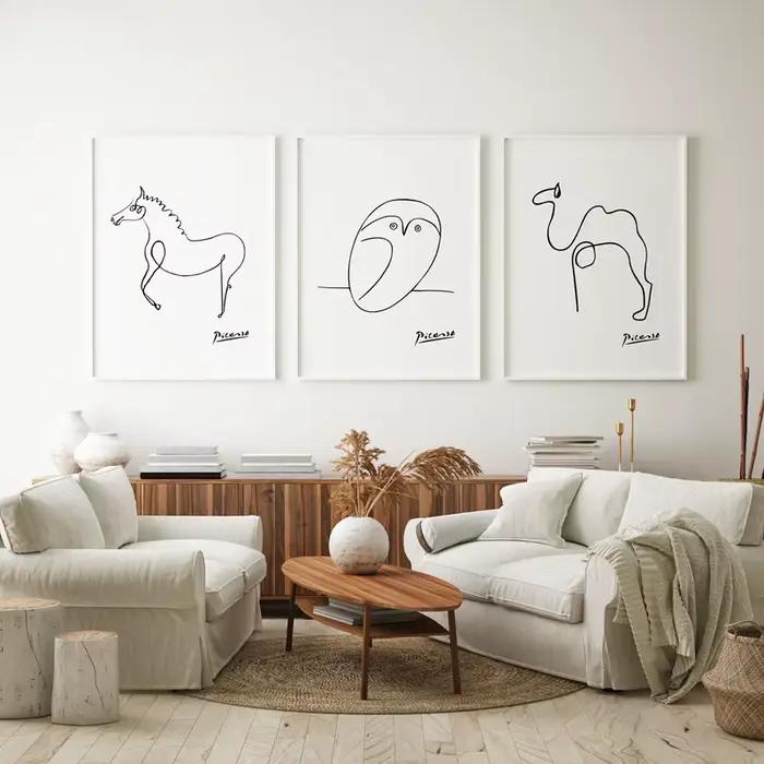 Pablo Picasso imprimer animaux Art abstrait une ligne dessins peinture photos croquis minimaliste mur Art impressions sur toile