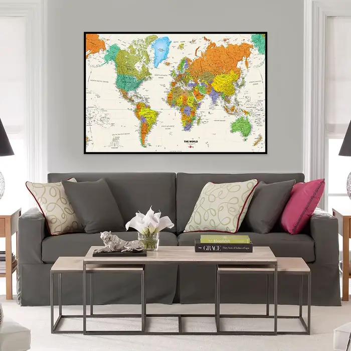Affiches murales Vintage de carte du monde 59x42cm, imprimés d'art mural moderne, peinture sur toile, image pour l'éducation, fournitures scolaires et de bureau à domicile
