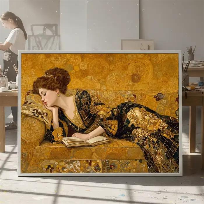 Peinture sur toile Gustav Klimt Femme allongée