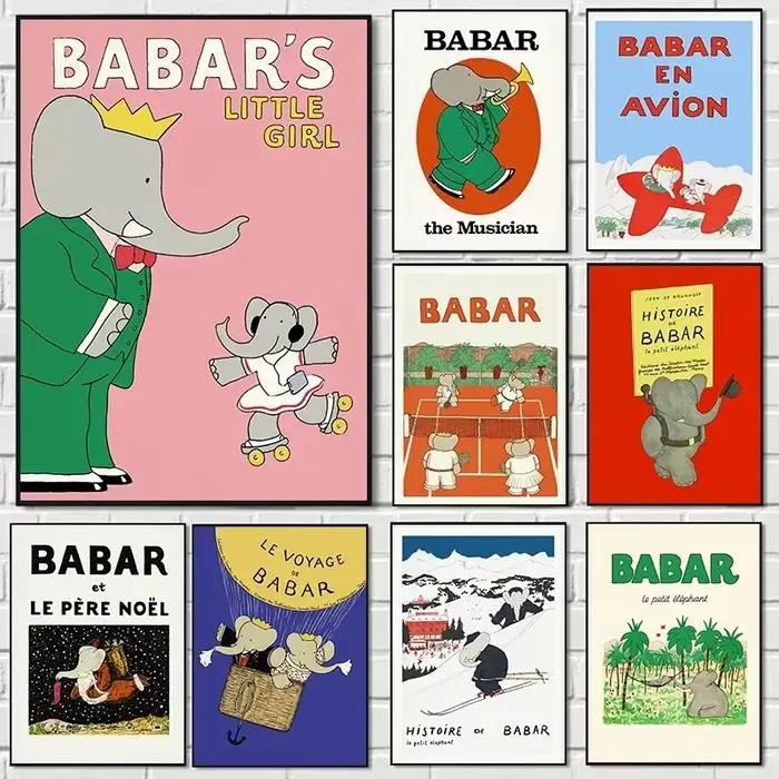 Babar Elephant – affiche rétro de la famille d'éléphants