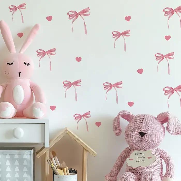 Autocollant mural créatif avec nœud rose