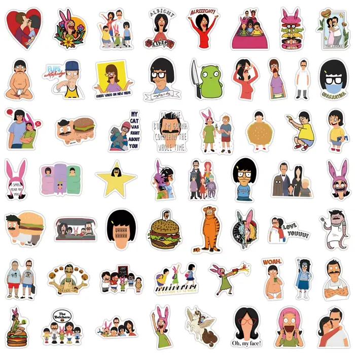 10/30/55/110PCSC dessin animé Bobs hamburgers autocollant drôle Graffiti étanche décalcomanie enfants jouet bricolage Skateboard ordinateur portable autocollant