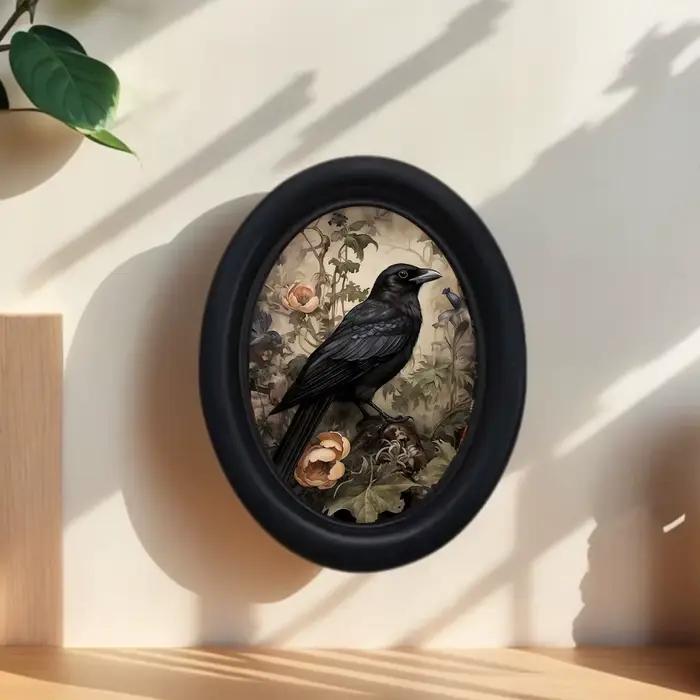 1 pièce, corbeau floral 3D Art mural animal rétro - Décoration en bois (525 * 4
