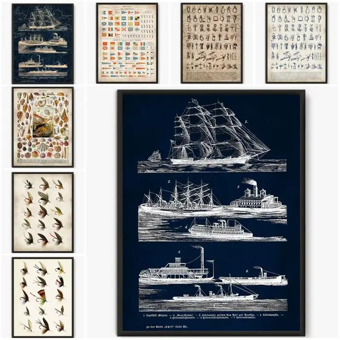 Toile d'art mural nautique Vintage
