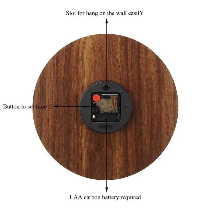 Horloge murale lumineuse 12 pouces en bois