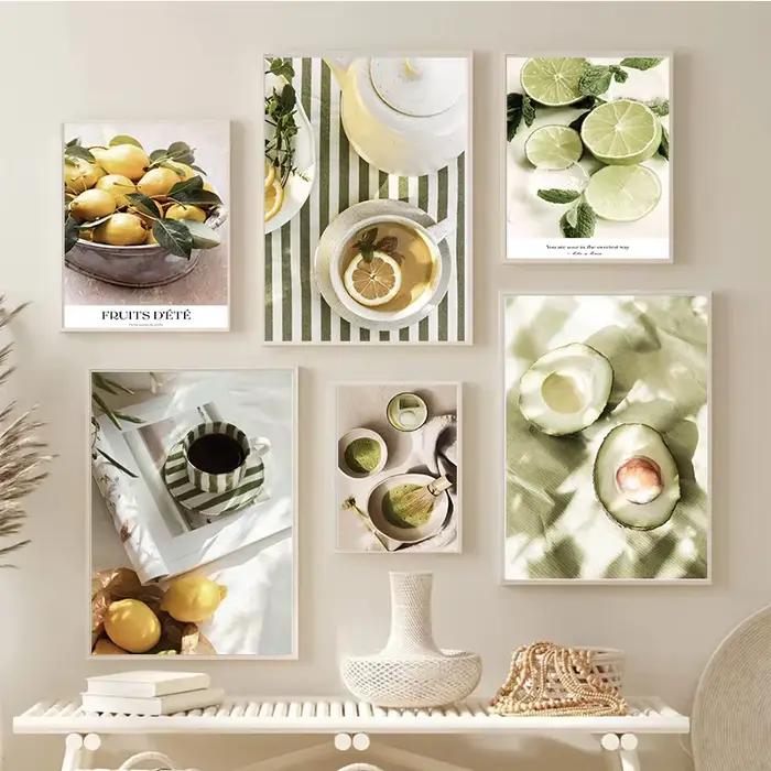 Affiche imprimée de récolte de fruits, citron, Olive, voitures et plantes, paysage, peinture sur toile d'art mural, décoration de salon de maison, automne
