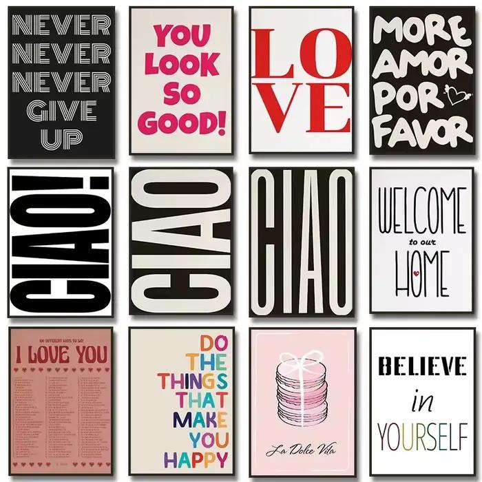 Bonjour inspiré Ciao mur Art toile peinture amour inspirations citation affiches minimalisme pour salon décor à la maison Cuadros