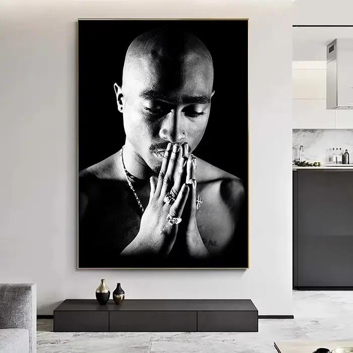 Affiches de rappeur Tupac noir et blanc