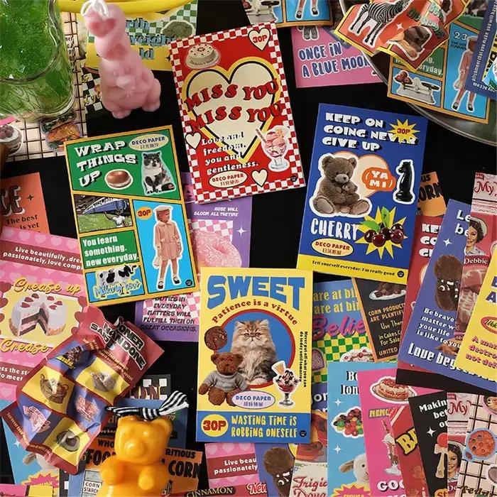 30 pièces INS mignon rétro affiche matériel papier décoratif papeterie Scrapbooking bloc-notes journal Album étiquette