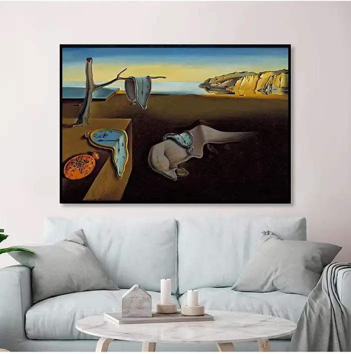 Affiche de peinture sur toile surréaliste de Salvador Dali, la persistance des horloges de mémoire, art mural, décoration de salon et de maison