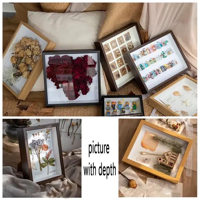 Cadre photo en bois Shadow Box profondeur 3 cm pour l'affichage d'œuvres tridimensionnelles