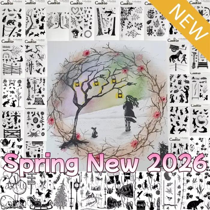 Timbres transparents en forme de lapin, animaux de fête, fleurs sauvages, poney, pour bricolage, Scrapbook, décoration artisanale, modèle de gaufrage, printemps 2026