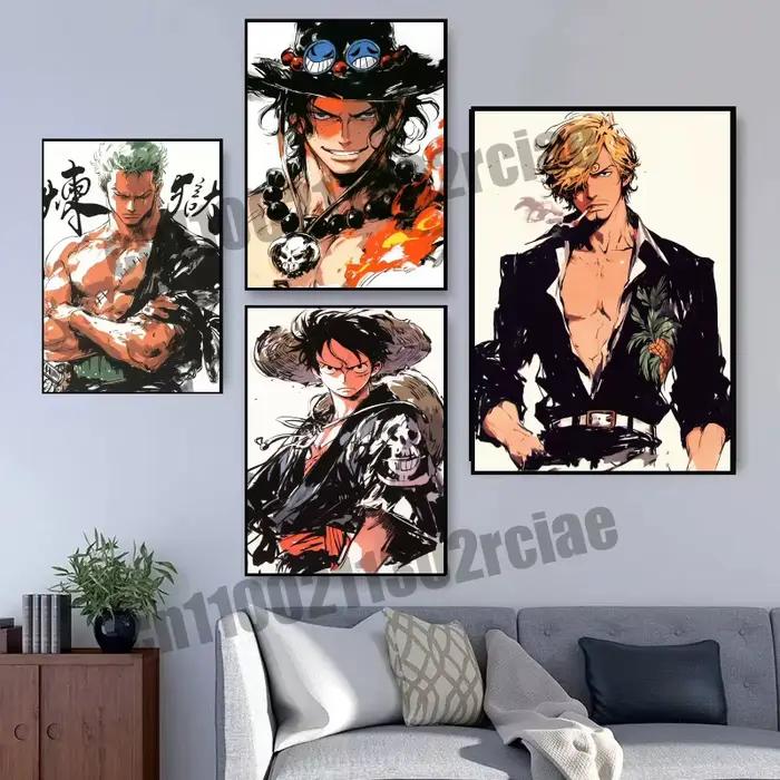 Affiche d'art de peinture sur toile de haute qualité, Anime d'enfance classique japonais une pièce, Luffy, HD, adaptée à la décoration de la chambre à coucher