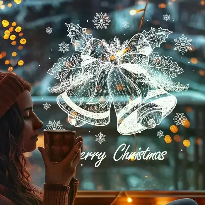Autocollant flocon de neige cloche blanche de noël