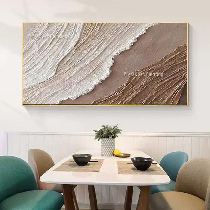 Peinture à l'huile d'optique texturée abstraite de vagues d'océan peinte à la main