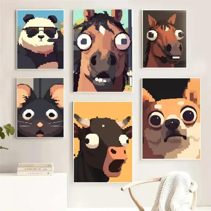 Peinture d'animaux amusants style pixel