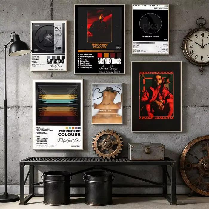 P-PARTYNEXTDOOR Poster autocollant mural imperméable auto-adhésif pour la décoration du salon et de la chambre à coucher