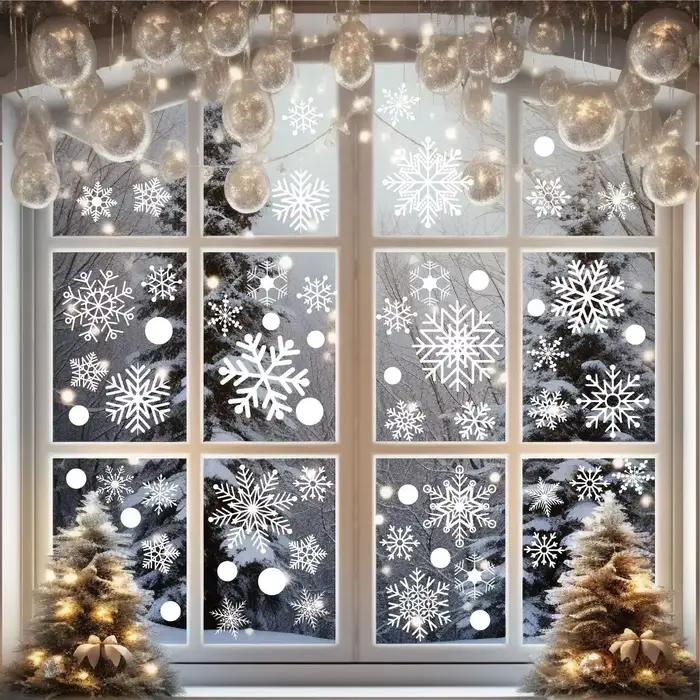 Autocollant de décoration de fenêtre de flocon de neige blanc pour la maison