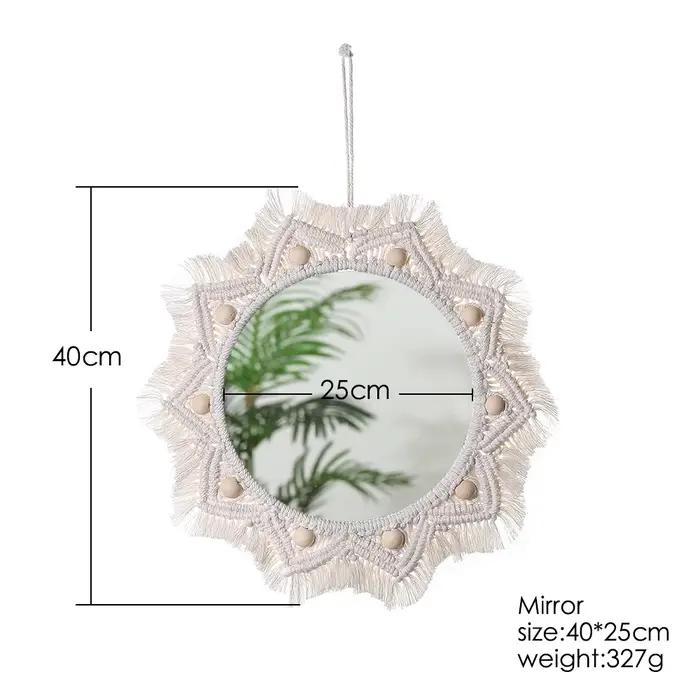 Miroir mural décoratif en macramé