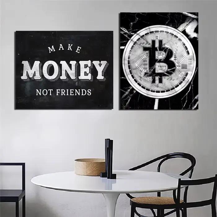 Décoration de la maison peinture rendre l'argent pas des amis mur Art marbre Bitcoin HD impression moderne affiche toile Cuadros photo pour cadeau