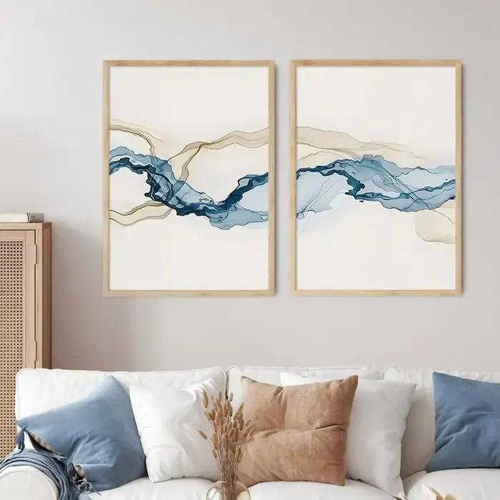Affiches abstraites modernes Beige bleu