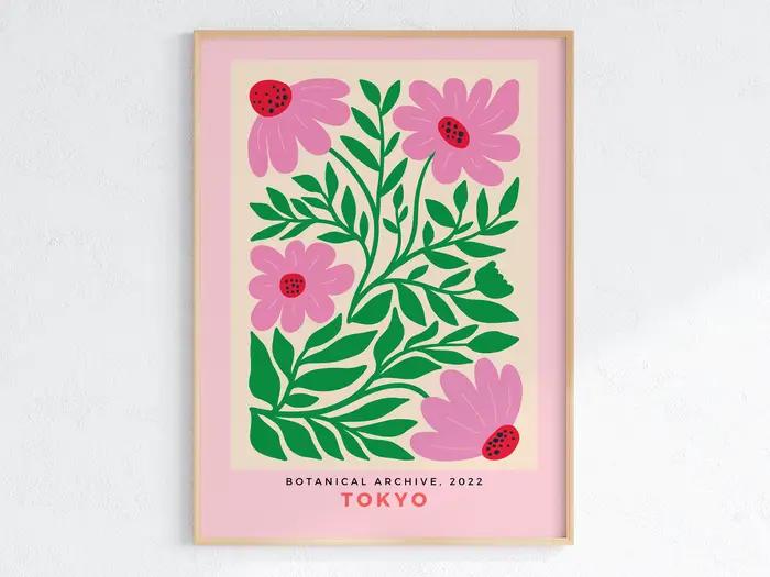 Affiche murale imprimée bleu Pastel
