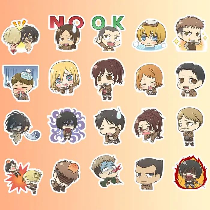 40 pièces d'autocollants Attack on Titan Manga Chibi – Autocollants décoratifs DIY pour scrapbooking