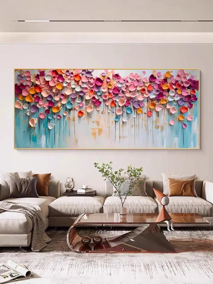 Peinture à l'huile abstraite sur toile dorée et blanche