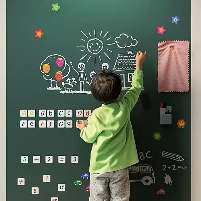 1 rouleau de papier peint auto-adhésif en vinyle détachable pour tableau noir