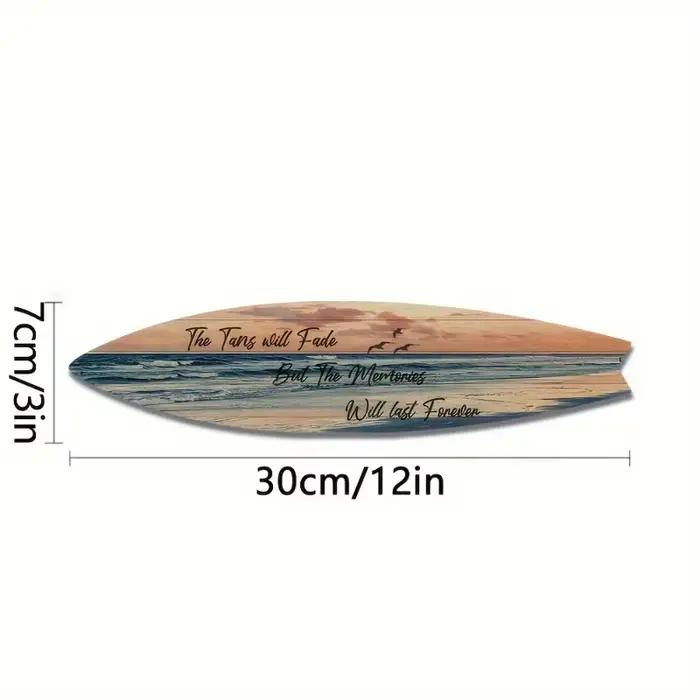 Décoration murale de planche de surf de style plage – Art de paysage marin tropical sur un matériau semblable au bois – Conception résistante à la lumière pour une utilisation intérieure/extérieure