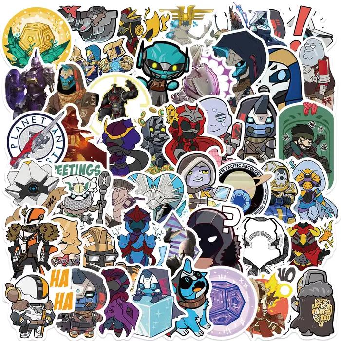 50 pièces amusant dessin animé destin 2 Graffiti autocollants Scrapbooking Collage matériel coques de téléphone guitare cahiers bricolage décoratif