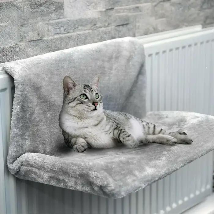 Lit suspendu pour chat, hamac amovible pour chat, lits pour animaux de compagnie, banc de radiateur, nid de chaton avec cadre en métal solide et Durable, accessoires pour chat