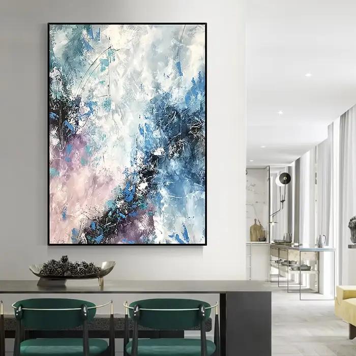 Peinture à l'huile abstraite sur toile faite à la main
