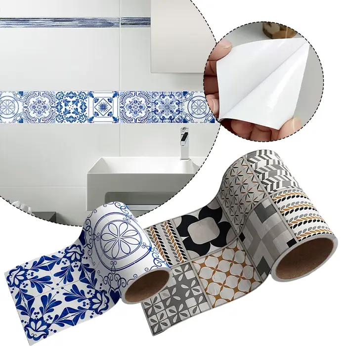Autocollants muraux auto-adhésifs imperméables pour ligne de taille de salle de bains